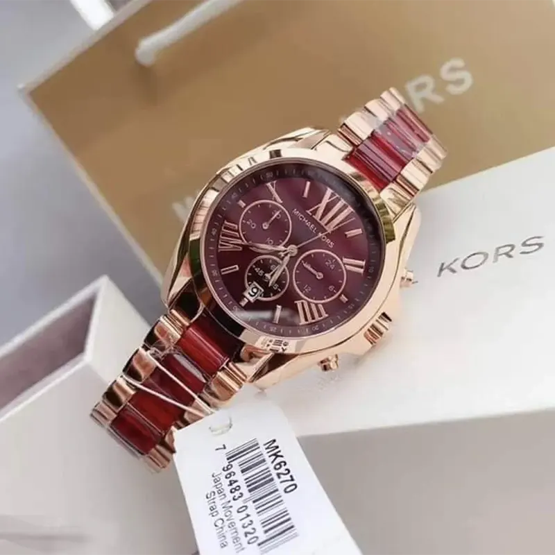 Michael Kors Bradshaw Burgundy Dial Ladies Watch- MK6270